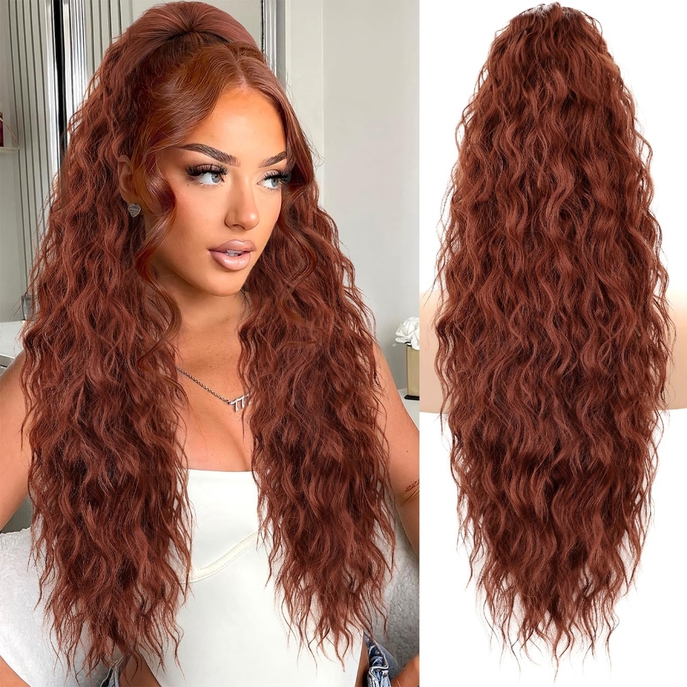 Ponytail Extension‎ 30 Inch Drawstring Pony Tails Hair Extensions Auburn